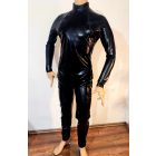 XXL Latex catsuit, elől "V" kialakítású cipzárral fekete színben