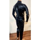 XXL Latex catsuit, elől "V" kialakítású cipzárral fekete színben