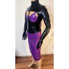 XL Női egész latex egybe ruha kesztyűvel, szoknyával. 