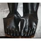 XXL Rubberdoll Catsuit citrom/fekete színben tűzlángokkal és felfújható mellekkel.