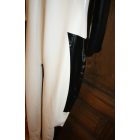 L Férfi latex rohamosztagos catsuit fehér alapszín, fekete dekorral, első cipzárral. PRÉMIUM minőség!