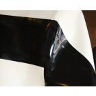 M Férfi latex rohamosztagos catsuit fehér alapszín, fekete dekorral, első cipzárral, zoknival. PRÉMIUM minőség!