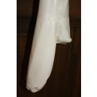 M Férfi latex rohamosztagos catsuit fehér alapszín, fekete dekorral, első cipzárral, zoknival. PRÉMIUM minőség!