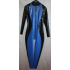 L Női latex catsuit kék-fekete színben 