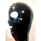 XL  Latex maszk szemtakaróval, hátul cipzárral, pántokkal, nyakpánttal 